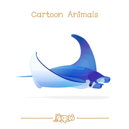 Exotic Manta Ray. Clip art isolated on transparent background. Graphics characters. Hand drawn creatures. Nature design elementsのイラスト素材