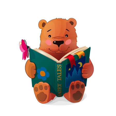 Vector illustration of a bear readingのイラスト素材