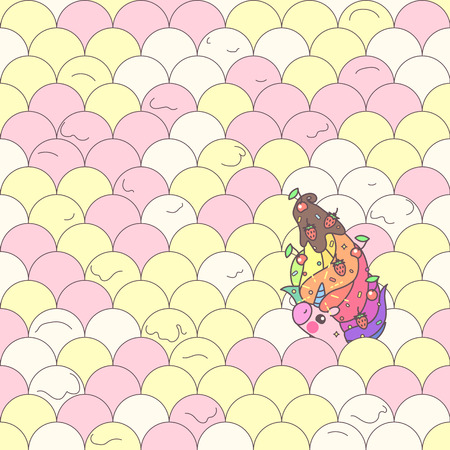 Vector cute seamless pattern. Colorful unicorns texture concept. 044のイラスト素材