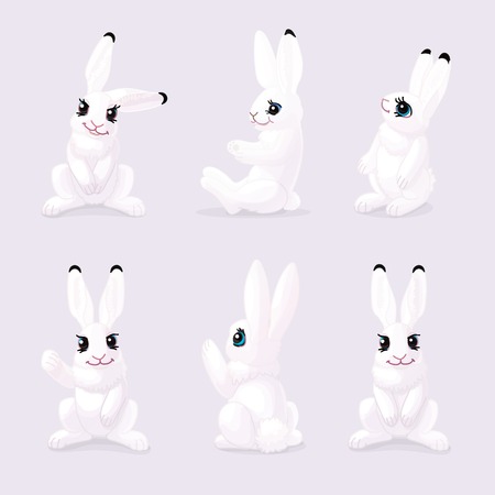 vector cartoon animal clipart: white polar hareのイラスト素材