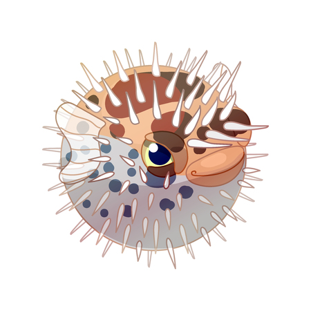 vector cartoon animal clipart: blowfish diodonのイラスト素材