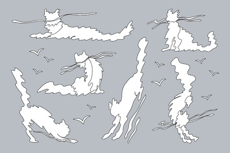 vector animal shaped cloud. Cartoon linear setのイラスト素材