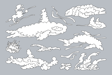 vector animal shaped cloud. Cartoon linear setのイラスト素材
