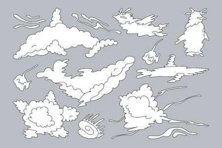 vector animal shaped cloud. Cartoon linear setのイラスト素材
