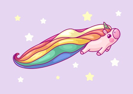 vector volume rainbow unicorn, magic nursery artのイラスト素材