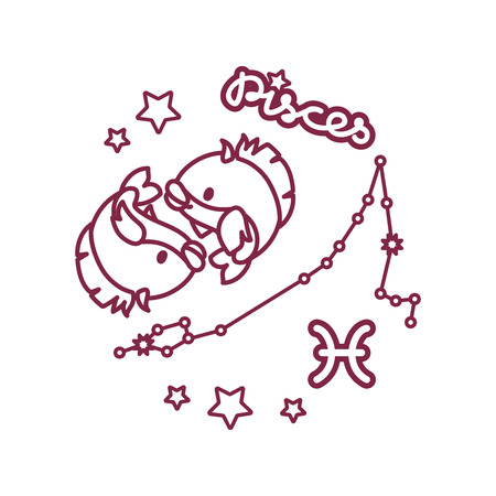 vector line Zodiac sign: pisces constellationのイラスト素材