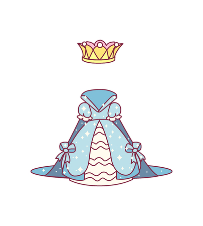 vector dress art crown for little princess queenのイラスト素材