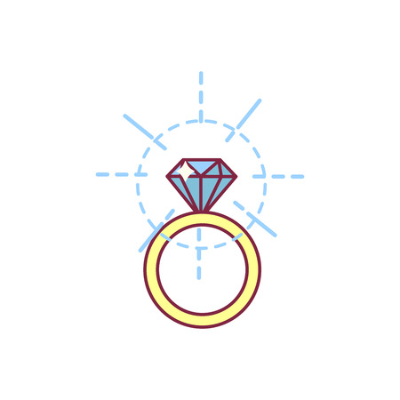 vector flat diamond bridal ring jewelry iconのイラスト素材