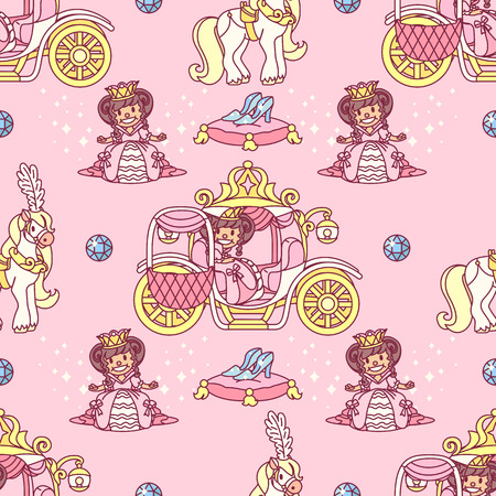 vector seamless pattern Little Princess paper artのイラスト素材