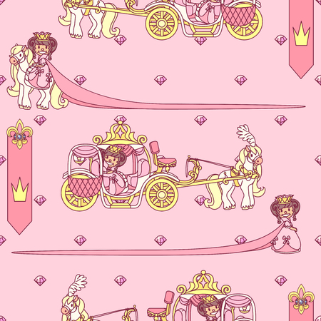 vector seamless pattern Little Princess paper artのイラスト素材