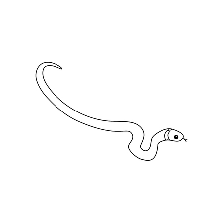 vector line cartoon animal clip art grass snake, natrixのイラスト素材