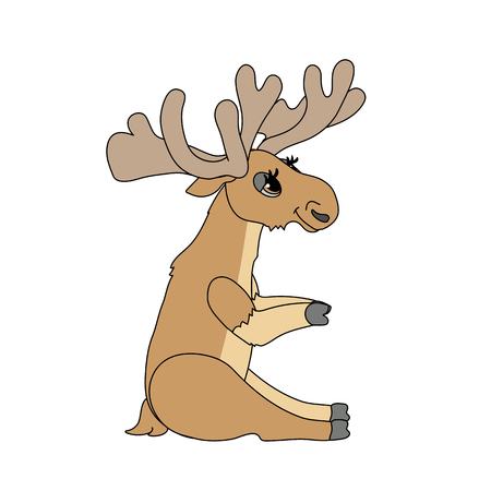 vector scandi cartoon animal clip art cute mooseのイラスト素材