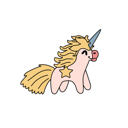 vector scandi cartoon animal clip art cute unicornのイラスト素材