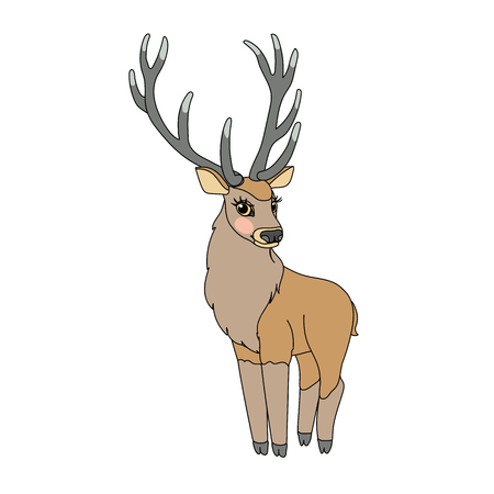 vector scandi cartoon animal clip art horned Red deerのイラスト素材