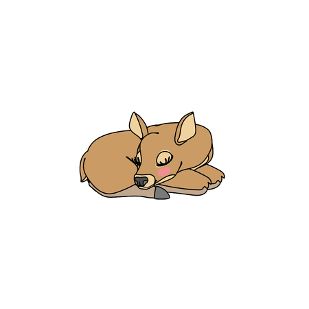 vector scandi cartoon animal clip art female Red deerのイラスト素材
