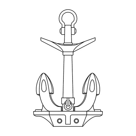 vector black white outline sea icon vintage Anchorのイラスト素材