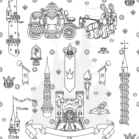 vector seamless pattern Little Princess paper artのイラスト素材