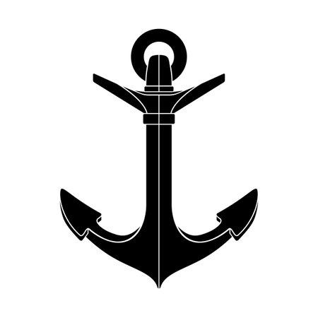 vector silhouette graphic black sea anchor shapeのイラスト素材