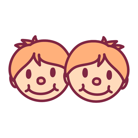 vector cute Zodiac sign icon Gemini headのイラスト素材