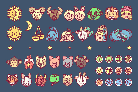 vector zodiac sign icon chinese oriental horoscopeのイラスト素材