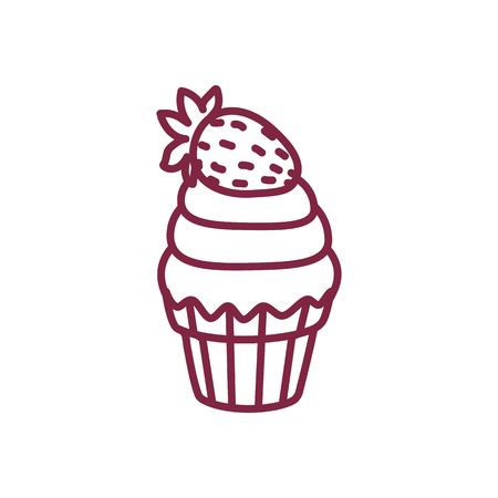 vector cute cupcake sweets coloring book pageのイラスト素材
