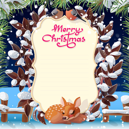 vector Merry Christmas postcard Xmas mail cardのイラスト素材