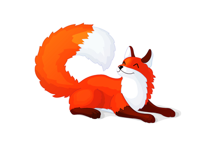 vector cartoon animal clipart: lying red foxのイラスト素材