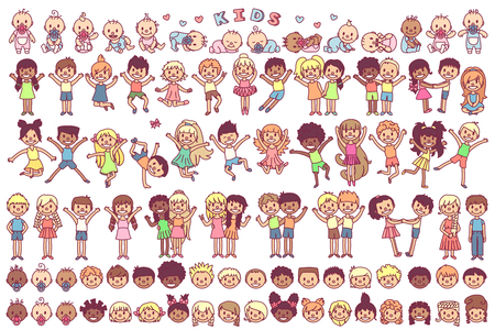 vector cute cartoon kids, child clip artのイラスト素材