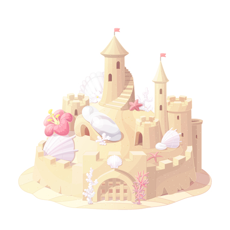 vector fantasy castle sand, sandcastle fort sculptureのイラスト素材