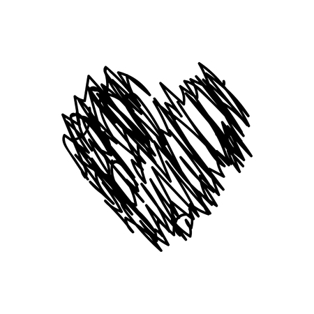 vector scribble line heart hand drawn artのイラスト素材