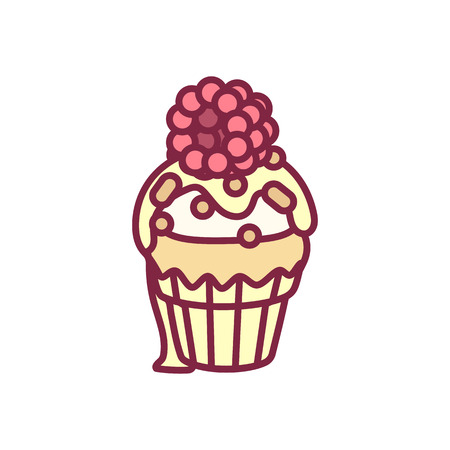 vector cute cupcake sweets, flat clip artのイラスト素材