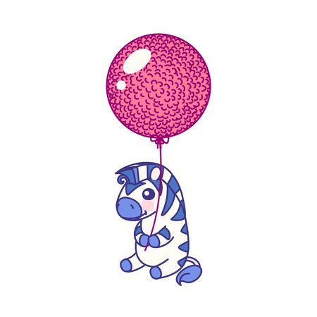 vector flat striped baby zebra. cute animalのイラスト素材