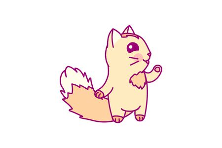 vector cute cartoon little cat. cartoon characterのイラスト素材