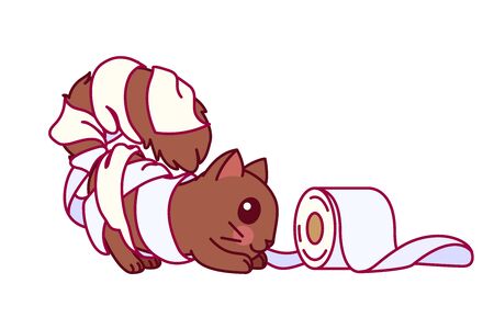 vector cute cartoon little cat. cartoon characterのイラスト素材