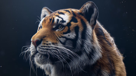 Portrait of a tiger on a dark background. Close-up.の素材