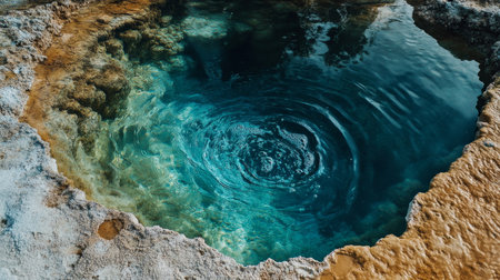 Captivating close up of natural hot spring water with bubbles and ripples in remarkable detailの素材