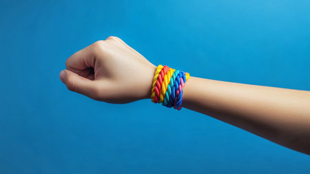 Celebrating diversity and love rainbow wristbands symbolize lgbtq pride, equality, and acceptanceの素材