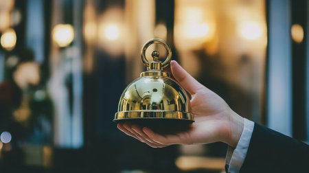 Notification please ring the bell at the reception desk for assistance or serviceの素材