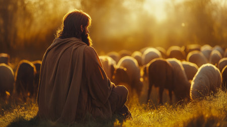 Spiritual connection in nature a Christian gathering for worship and prayer amidst the grasslandsの素材