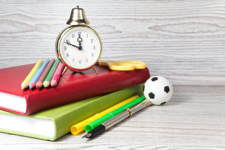 back to school concept on wooden background 