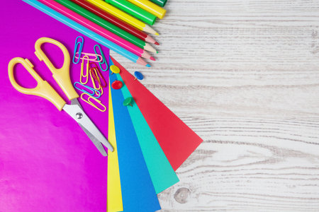 back to school concept on wooden background 