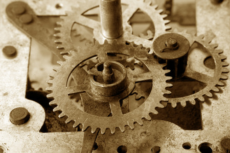 Vintage clock mechanism made in the technique of toningの写真素材