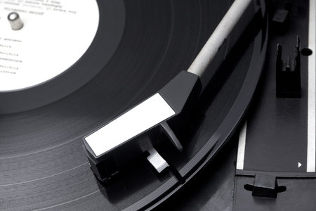 Close up shot of a vintage record player