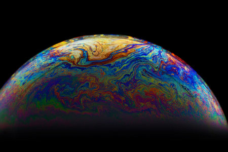 Half soap Bubble Ball abstract background. Model of Space or planets universe cosmic