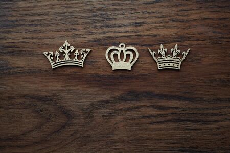 Epiphany, symbolized by tinkered crowns wood, Three King's Dayの写真素材