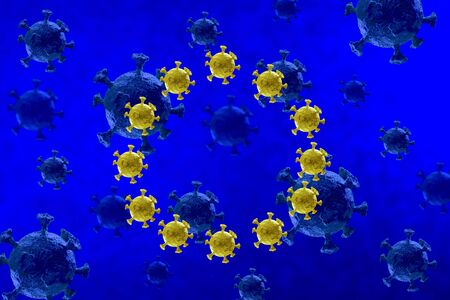 Coronavirus in Europe on blue background. Health concept. Medical concept.の写真素材