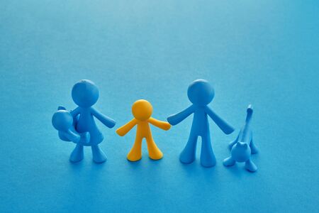 World Down syndrome day on blue background. Down syndrome awareness concept. Top viewの写真素材