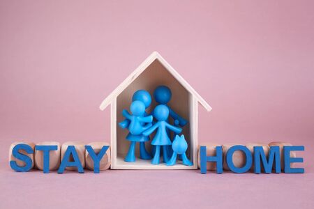 Stay home concept. Home quarantine. Coronavirus outbreak concept. Coronavirus pandemic. Family concept.の写真素材