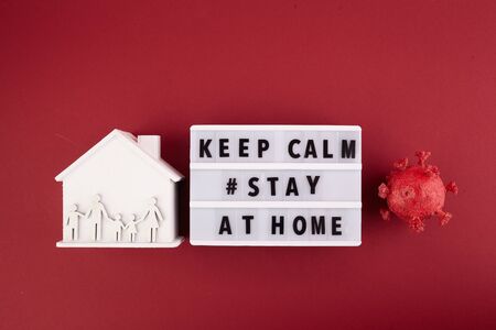 Stay home concept. Home quarantine. Coronavirus outbreak concept. Coronavirus pandemic. Family concept.の写真素材