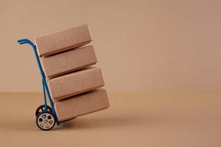 Carthboard boxes stacked on each other. delivery cargo concept.